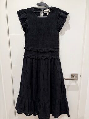 Cleobella Black Ruffle Tiered Midi Dress